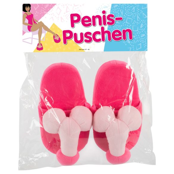 Plüschhausschuhe Rosa - Penisform