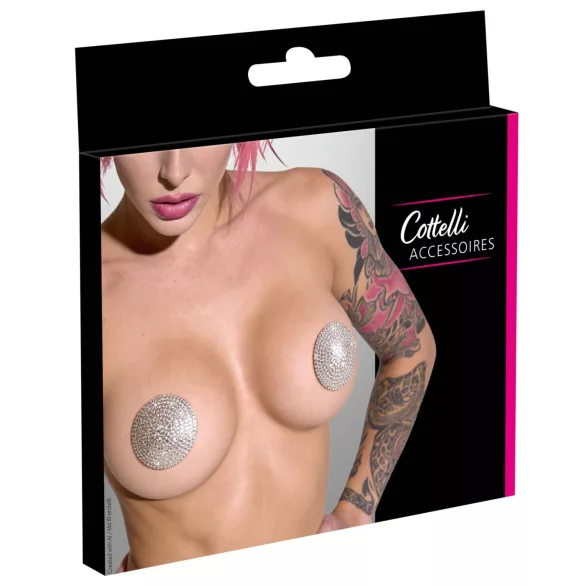 Cottelli - Nippelaufkleber mit Steinen (silber)
