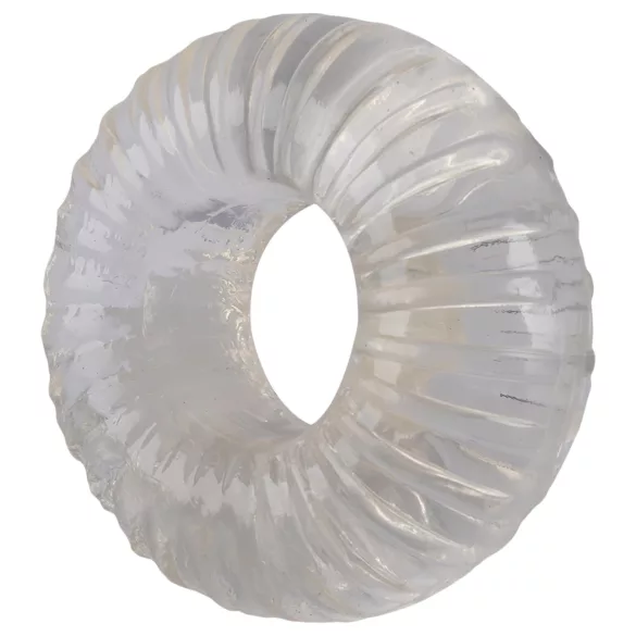 Pulselock Cocktura - gerippter TPE-Penisring (transparent) - 19 mm