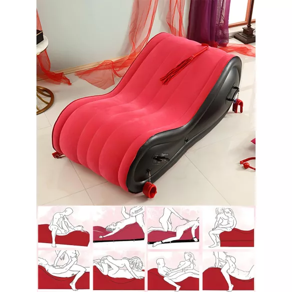 Magic Pillow - Aufblasbares BDSM Möbel - mit Fesseln - groß (rot)