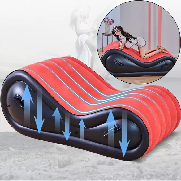 Magic Pillow - Aufblasbares BDSM Möbel - mit Fesseln - groß (rot)