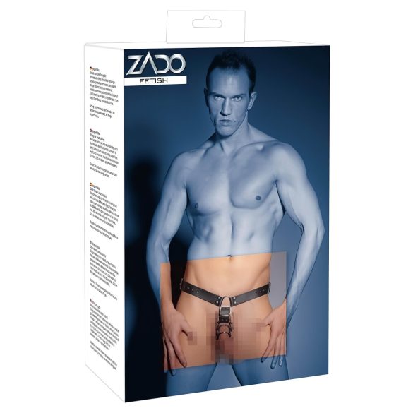 ZADO - Leder Tanga mit Dildo, 3 Penisringen