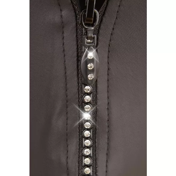 Svenjoyment - glänzender Herren-String mit Strass-Reißverschluss (schwarz) - M