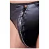 Svenjoyment - glänzender Herren-String mit Strass-Reißverschluss (schwarz) - XL