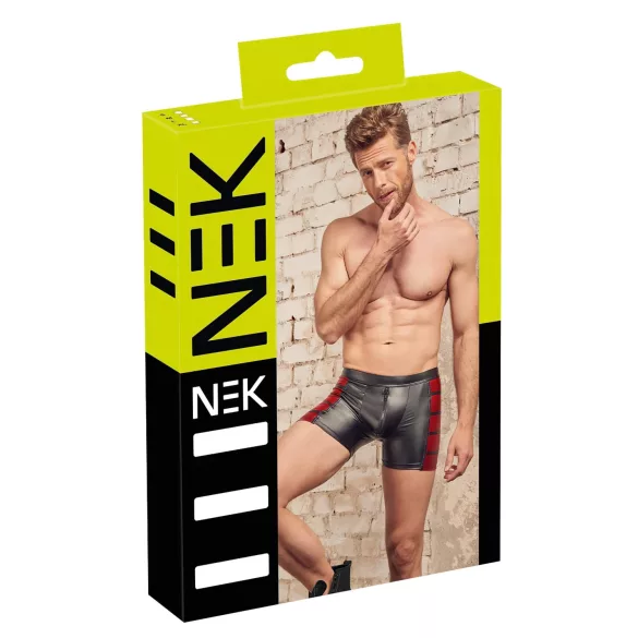 NEK - schwarze Reißverschluss-Boxer mit rotem Seiteneinsatz - XL