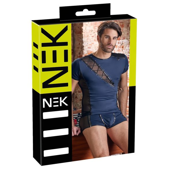 NEK - Herren-Oberteil mit Netz und Schnürung (schwarz/blau)