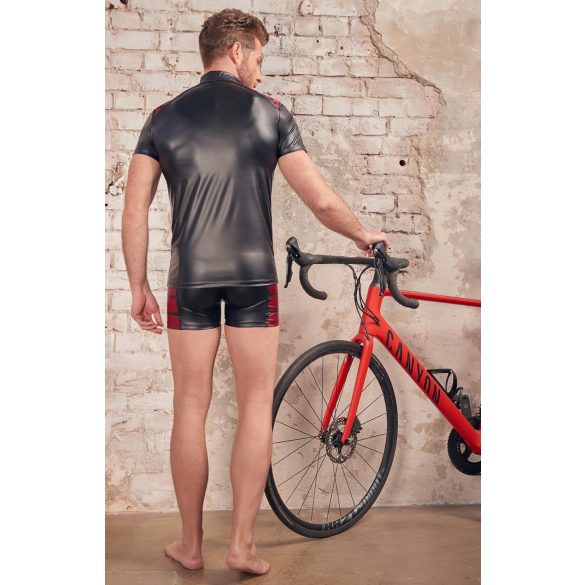 NEK - Herren-Shirt mit roten Einsätzen und Reißverschluss (schwarz) - L