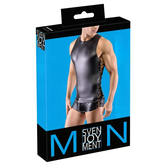 Svenjoyment - Mattes Herrenoberteil mit seitlicher Schnürung (Schwarz)
