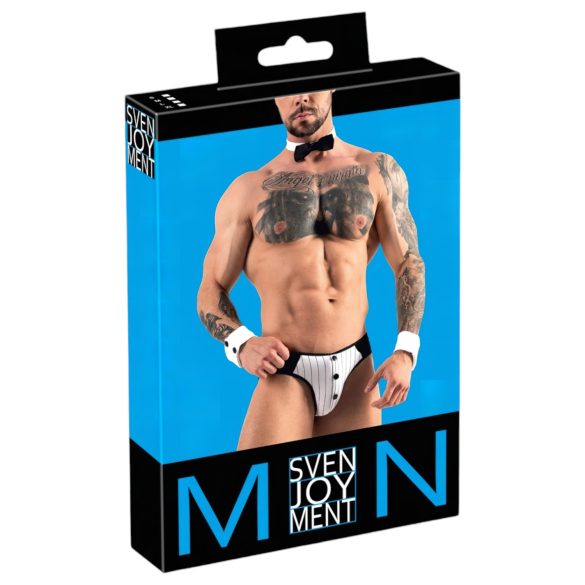 Svenjoyment - Herren Kellner-Tanga-Set (schwarz-weiß)