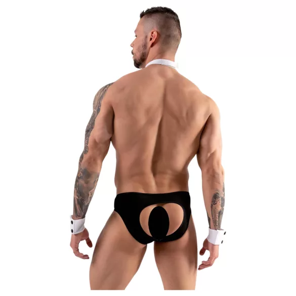 Svenjoyment - Herren Kellner-Tanga-Set (schwarz-weiß) - M