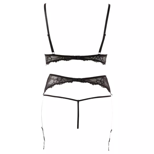 Abierta Fina - Perlenverziertes Spitzen-Dessous-Set - XL