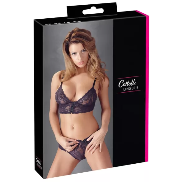 Cottelli - Blumiges Spitzen-BH-Set (lila)