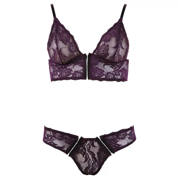Cottelli - Blumiges Spitzen-BH-Set (lila) - XL