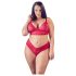 Cottelli Plus Size - weiches Spitzen-BH-Set (rot) - 2XL