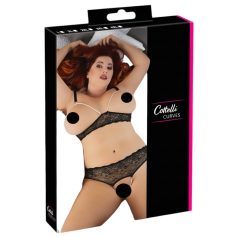 Cottelli Plus Size - Perlen-BH-Set (schwarz)