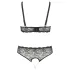 Cottelli Plus Size - Perlen-BH-Set (schwarz) - 3XL