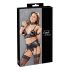 Cottelli Bondage - Glänzendes Spitzenwäsche-Set (4-teilig) - L