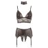 Cottelli Bondage - Glänzendes Spitzenwäsche-Set (4-teilig) - L