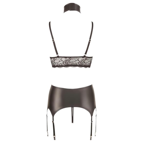 Cottelli Bondage - Glänzendes Spitzenwäsche-Set (4-teilig) - XL