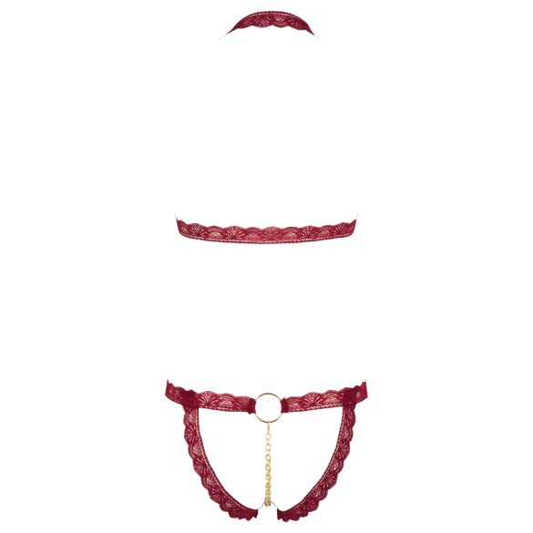 Cottelli - Offenes BH-Set mit Metallringen (Rot) - M/L