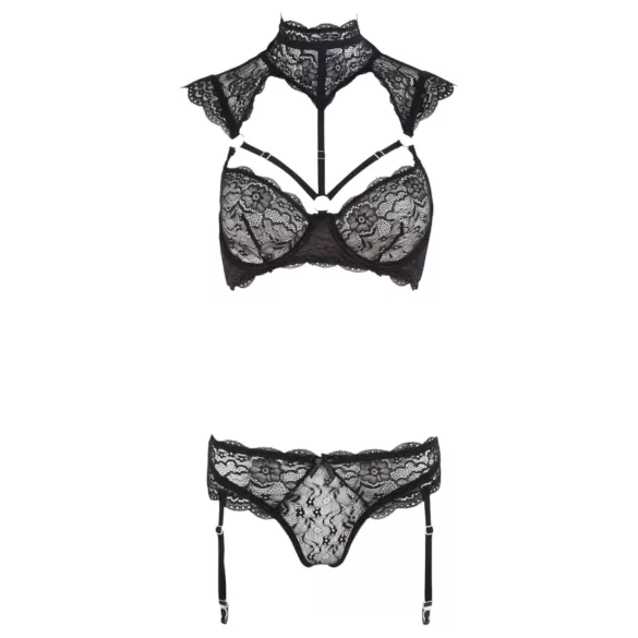 Cottelli - Spitzen-BH-Set mit Kragen (schwarz)