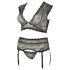 Cottelli Plus Size - Strass, Spitze Dessous-Set (Schwarz)