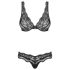 Obsessive Luvae - Blumen & Strass BH-Set (schwarz) - L/XL