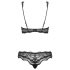 Obsessive Luvae - Blumen & Strass BH-Set (schwarz) - L/XL