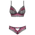 Obsessive Tulia - Spitzen-Dessous-Set (schwarz-pink)