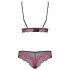 Obsessive Tulia - Spitzen-Dessous-Set (schwarz-pink)