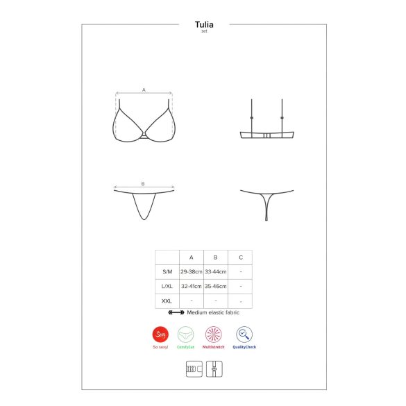 Obsessive Tulia - Spitzenwäsche-Set (schwarz-pink) - L/XL