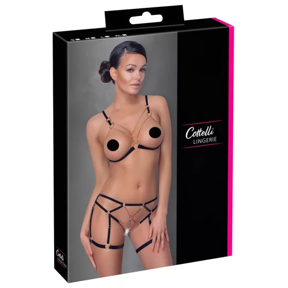 Cottelli - Kettenkette Zierkörperschmuck - 2-teilig (schwarz)
