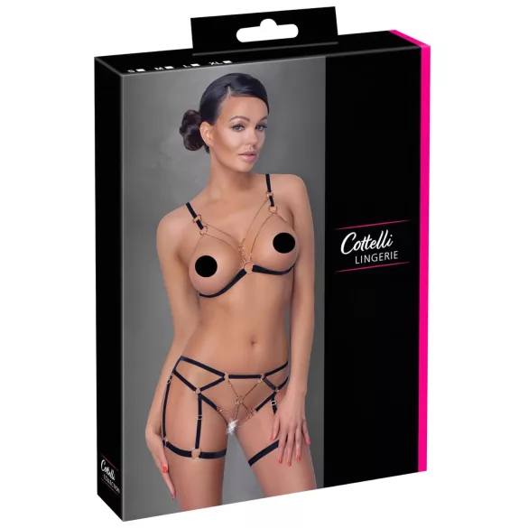 Cottelli - Kettenkette Zierkörperschmuck - 2-teilig (schwarz) - L