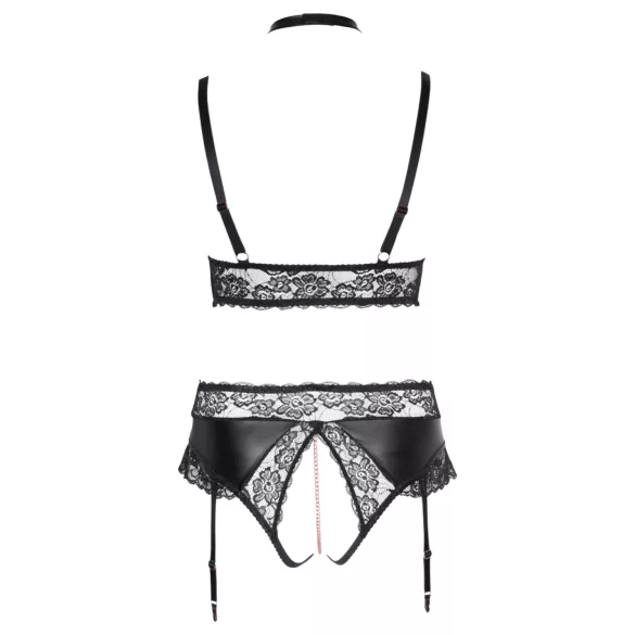 Cottelli Curves - Glänzendes Dessous-Set (Schwarz)