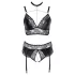 Cottelli Curves - Glänzendes Dessous-Set (Schwarz) - 2XL