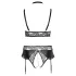 Cottelli Curves - Glänzendes Dessous-Set (Schwarz) - 2XL