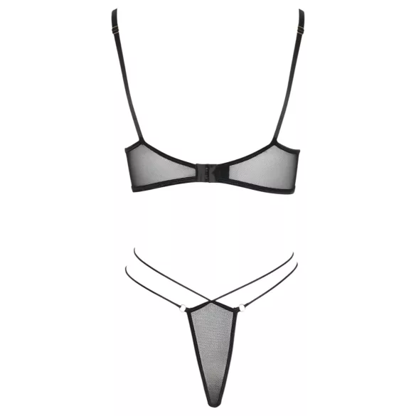 Cottelli - Transparenter, spitzenbesetzter BH-Set (schwarz)