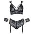 Cottelli Bondage Plus Size - Spitzen-BH-Set (schwarz)