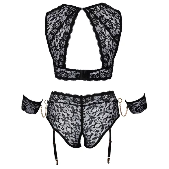 Cottelli Bondage Plus Size - Spitzen-BH-Set (schwarz)