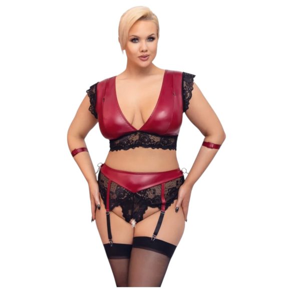 Cottelli Bondage Plus Size - Spitzen-BH Set (Rot) - 4XL