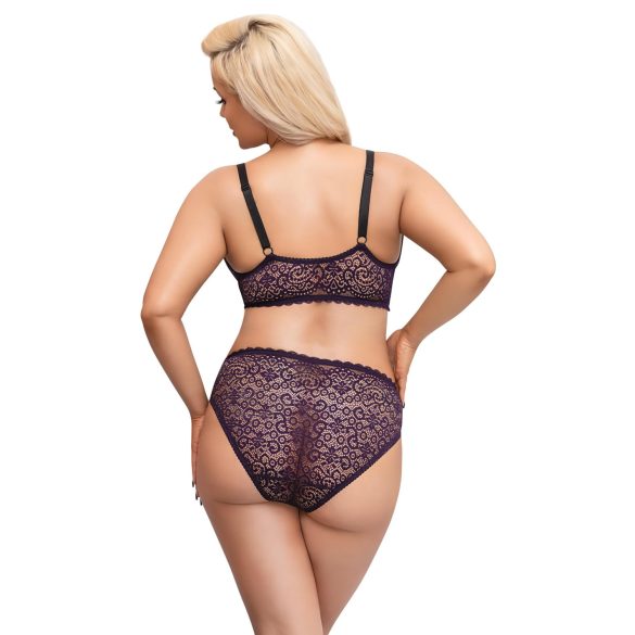 Cottelli Plus Size - Transparentes BH-Set mit Muster (Lila)