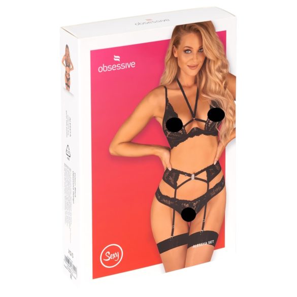 Obsessive Alessya - Spitzenwäsche-Set (schwarz)