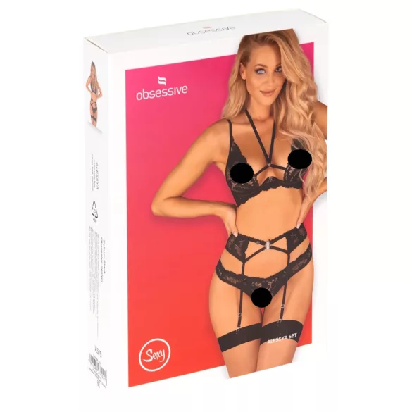 Obsessive Alessya - Spitzenwäsche-Set (schwarz) - M/L