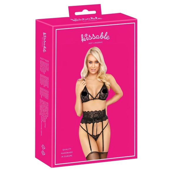 Kissable - Taillen-BH-Set (schwarz) - L/XL
