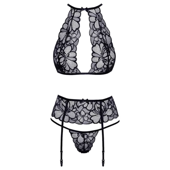 Küssbar - Halsband-Spitzen-BH-Set (schwarz)