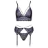 Cottelli - 3-teiliges Spitzenwäsche-Set (schwarz-violett) - L