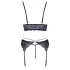 Cottelli - 3-teiliges Spitzenwäsche-Set (schwarz-violett) - L