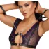 Cottelli Bondage - Dessous-Set und Handschellen (Schwarz-Lila)