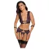 Cottelli Bondage - Dessous-Set und Handschellen (Schwarz-Lila) - M