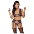 Cottelli Bondage - Dessous-Set und Handschellen (Schwarz-Lila) - L